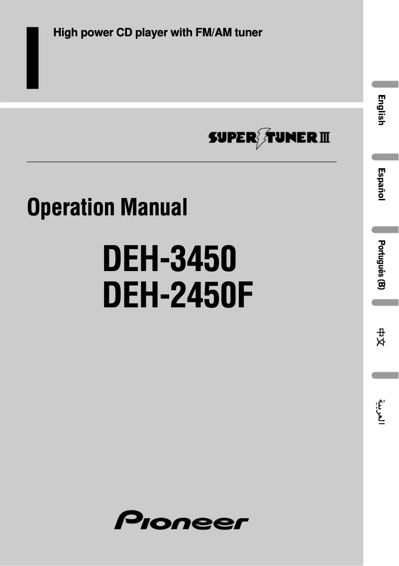 Page n°1 - Manuel utilisateur Pioneer DEH-3450
