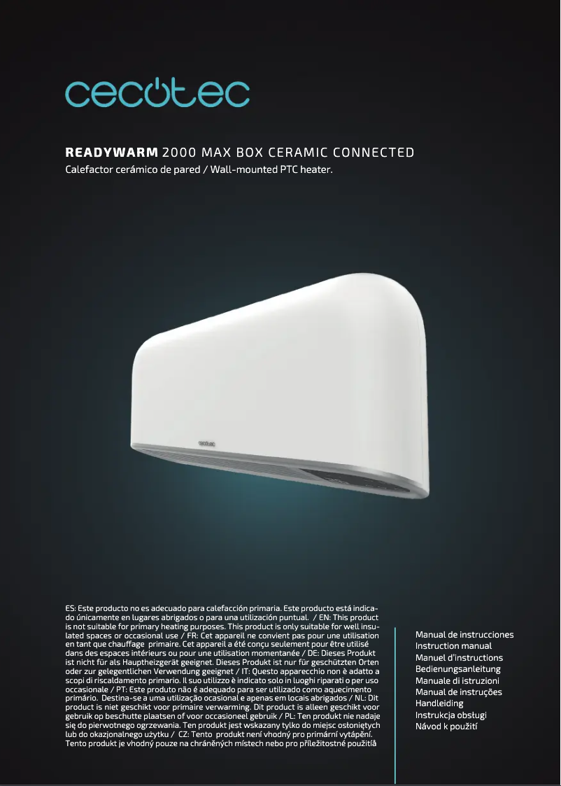 Page 1 de la notice Manuel utilisateur Cecotec ReadyWarm 2000 Max Box Ceramic Connected
