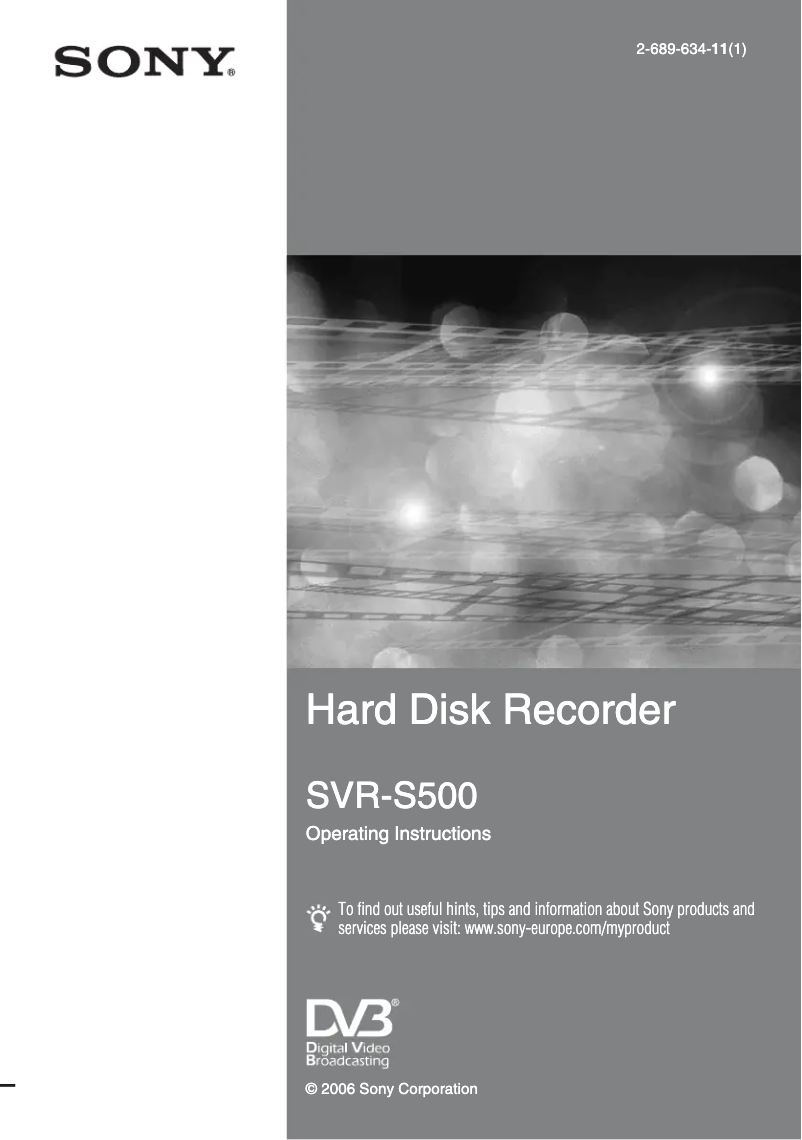 Page n°1 - Manuel utilisateur Sony SVR-S500