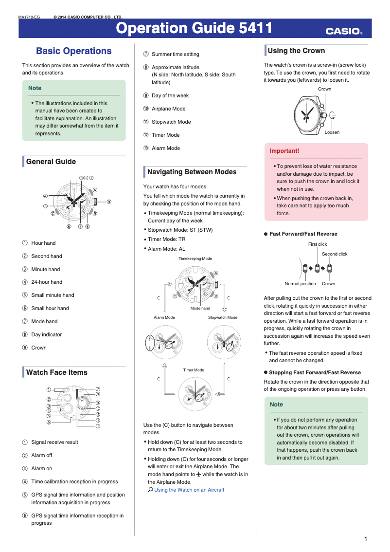 Page 1 de la notice Manuel utilisateur Casio G-Shock MRG-G1000D-1ADR