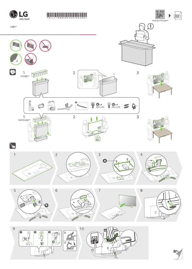 Page 1 de la notice Guide d'installation LG 60UQ81006LB
