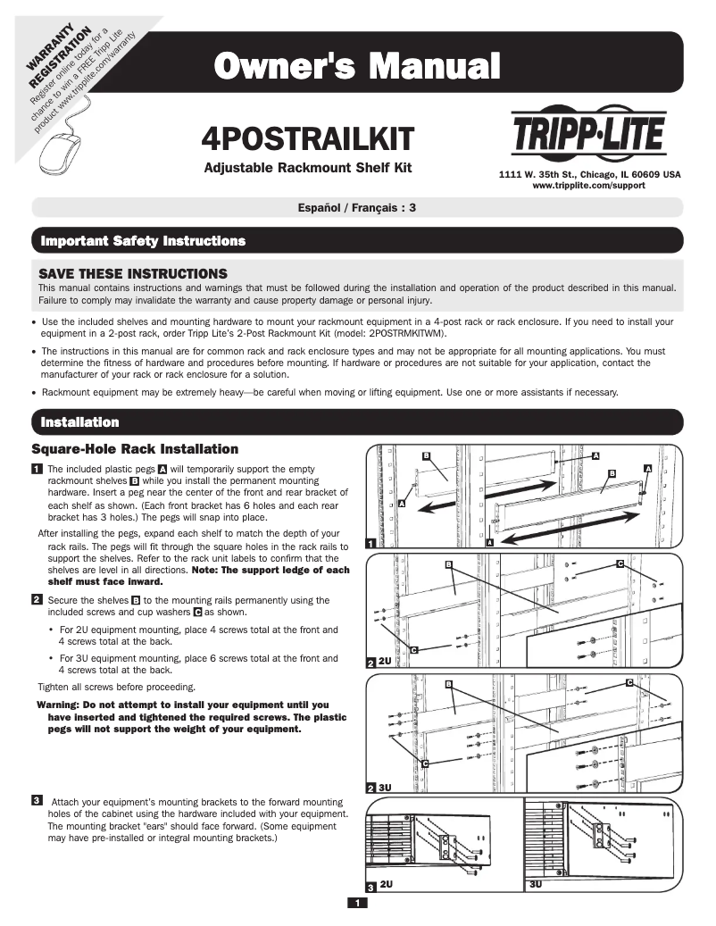 Page n°1 - Manuel utilisateur Tripp Lite SRSWITCHDUCT