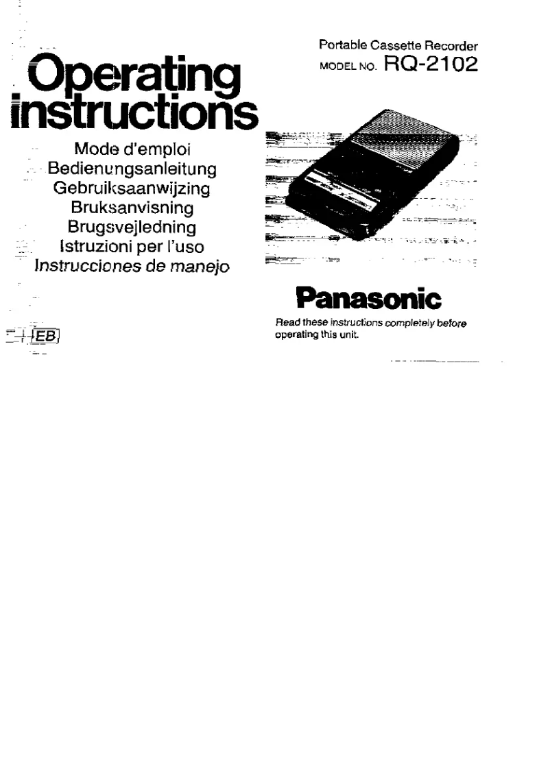 Page n°1 - Manuel utilisateur Panasonic RQ-2102