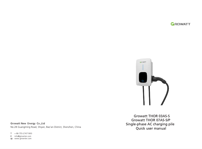 Page 1 de la notice Manuel utilisateur Growatt THOR 07AS-P