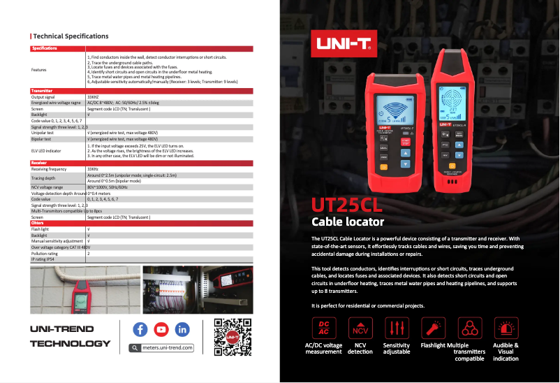 Page n°1 - Fiche technique Uni-T UT25CL