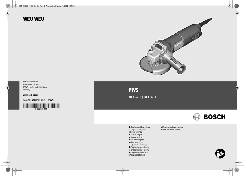 Page 1 de la notice Manuel utilisateur Bosch PWS 13-125 CE