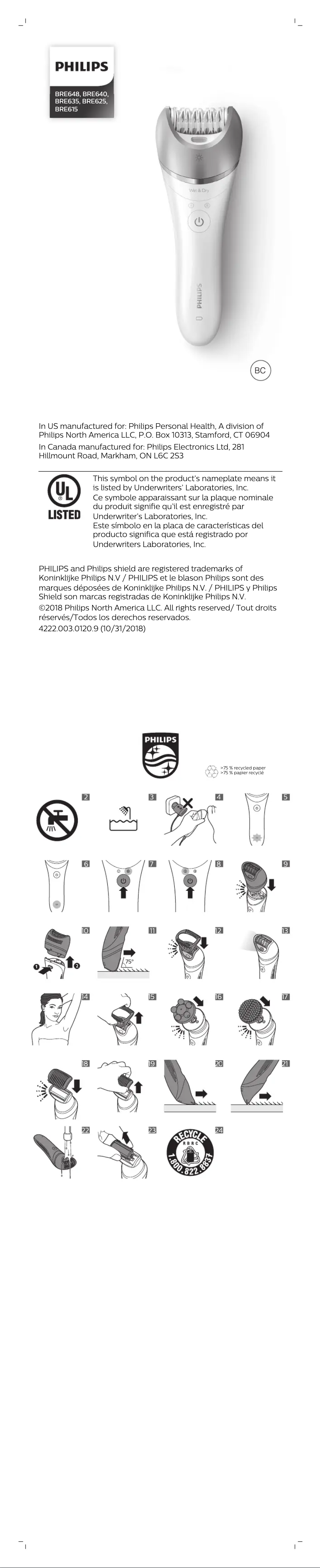 Page 1 de la notice Manuel utilisateur Philips Satinelle Advanced BRE615