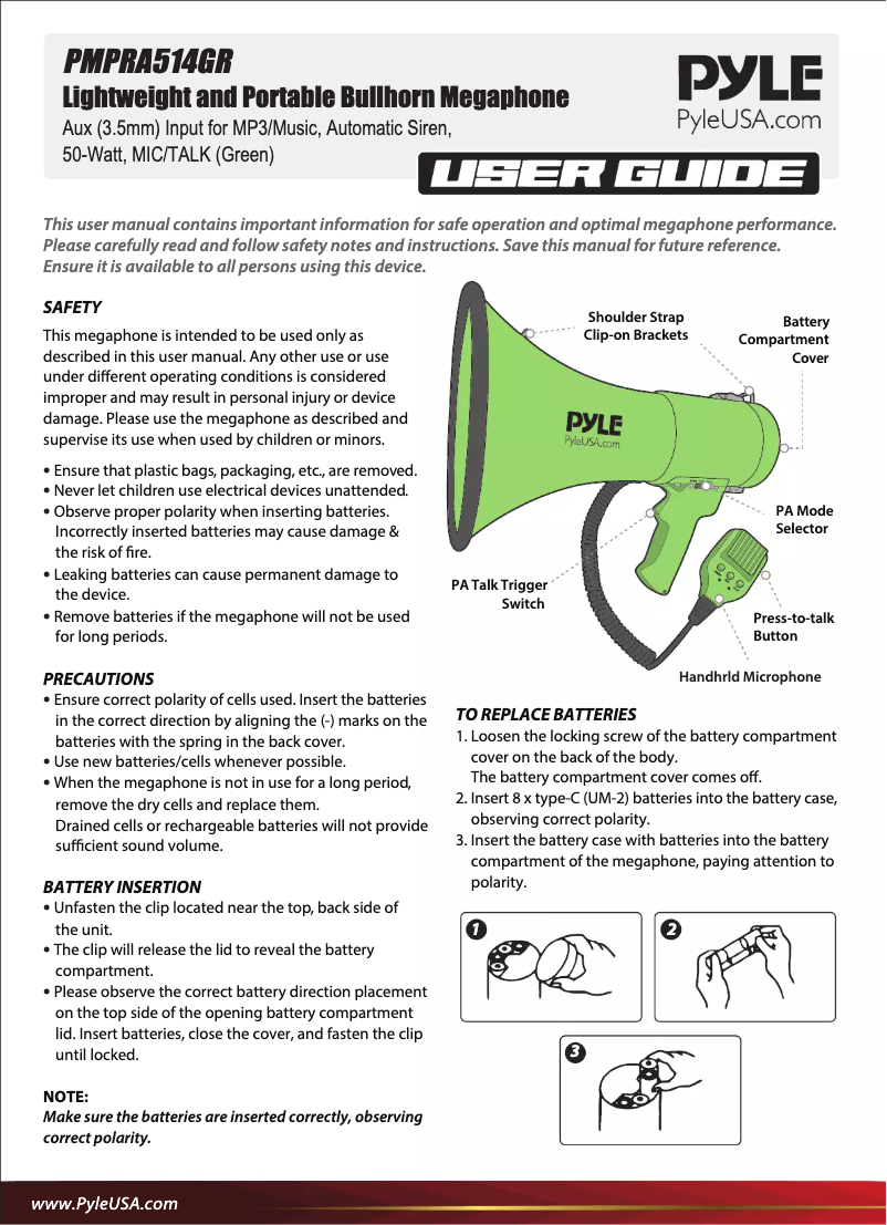 Page n°1 - Manuel utilisateur Pyle PMPRA514GR
