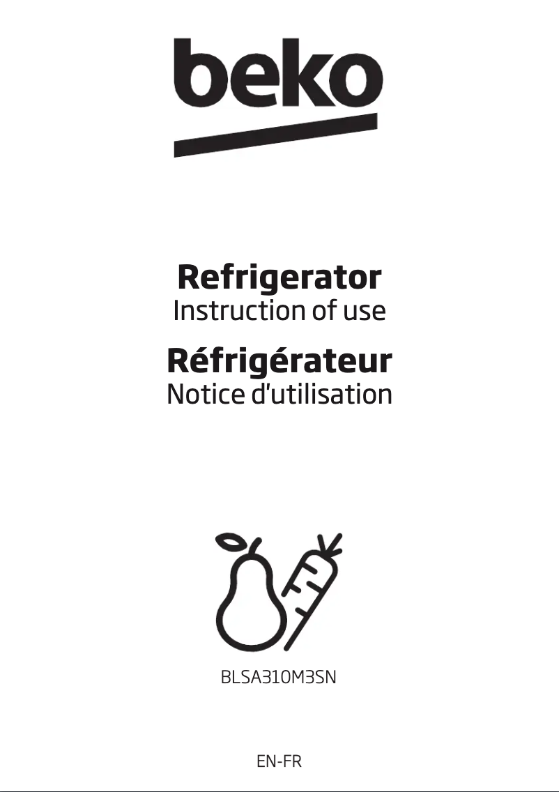 Page 1 de la notice Manuel utilisateur Beko BLSA310M3SN