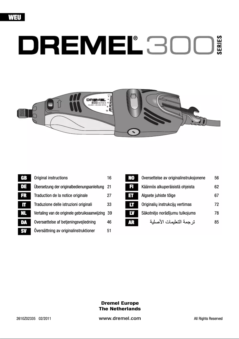Page n°1 - Manuel utilisateur Dremel 300-1/55