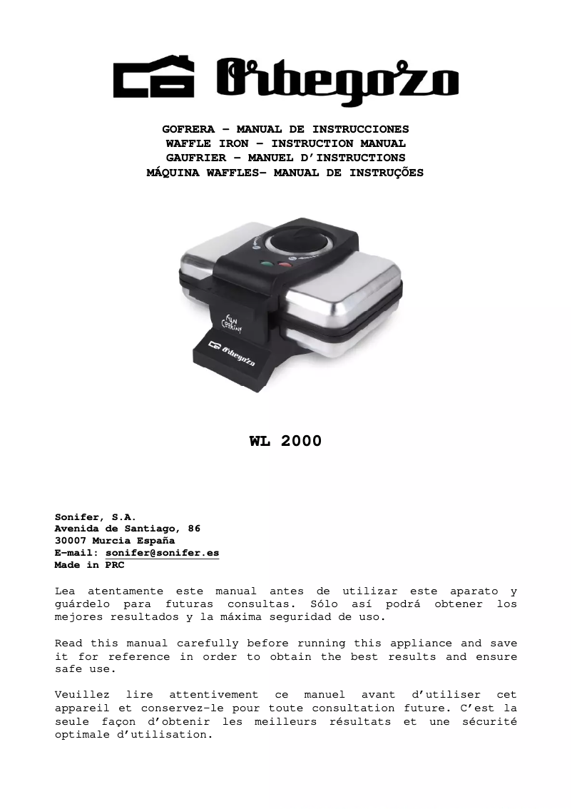 Page 1 de la notice Manuel utilisateur Orbegozo WL 1500