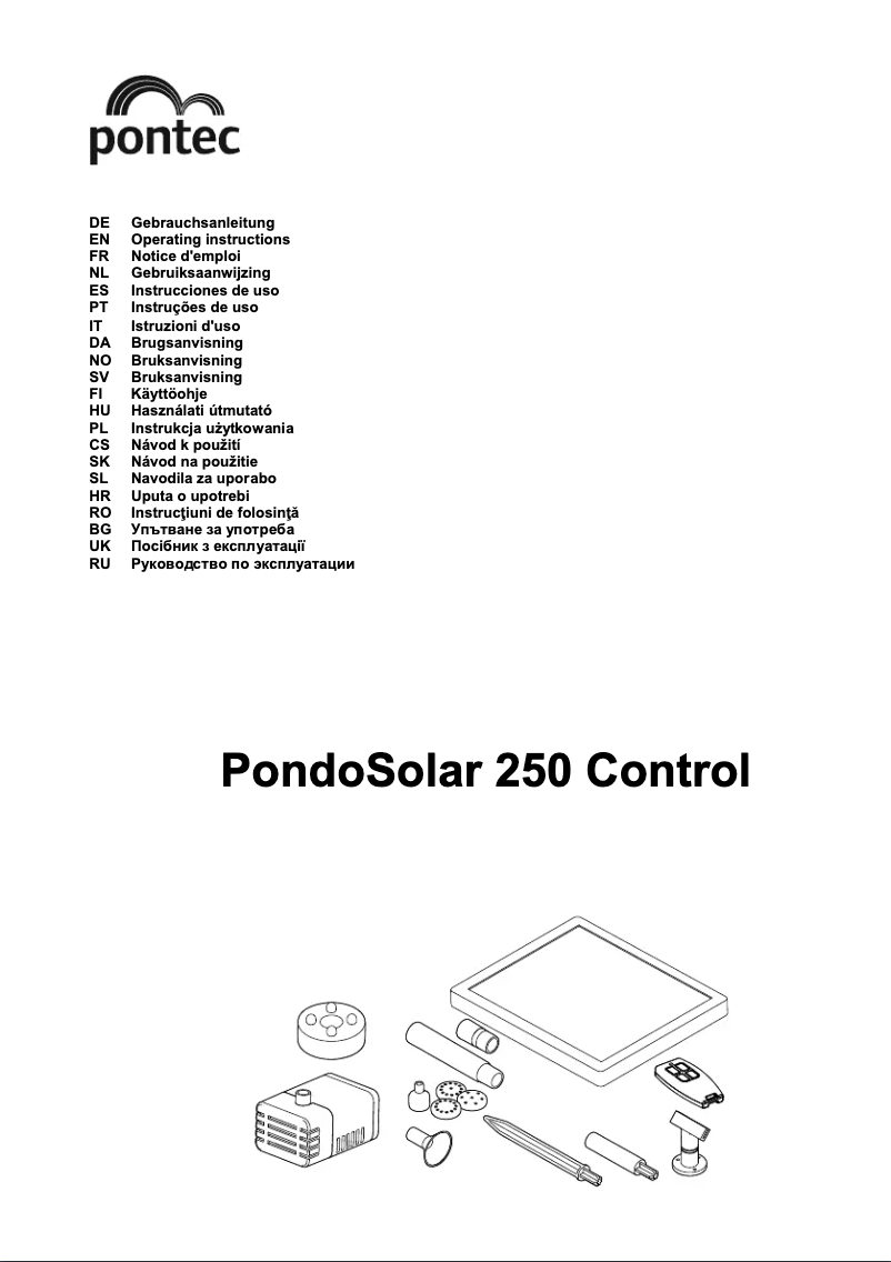 Image de la première page du manuel de l'appareil PondoSolar 250 Control