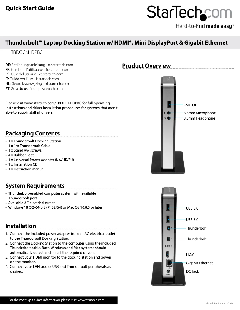 Image de la première page du manuel de l'appareil TBDOCKHDPBC