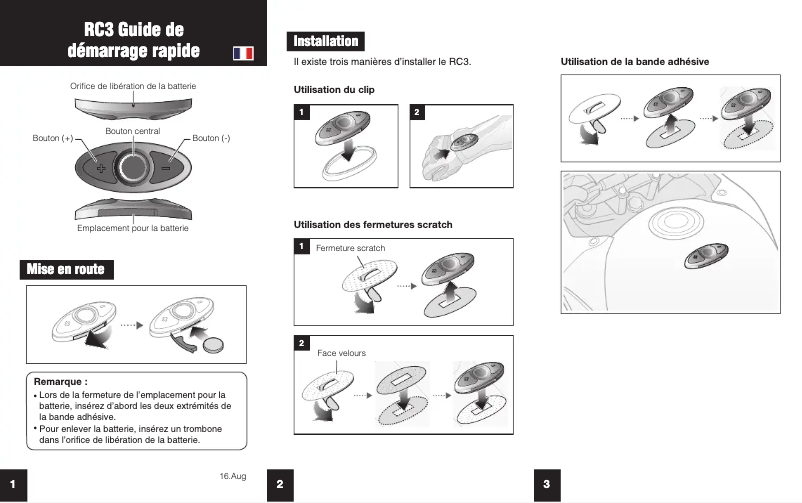 Page n°1 - Guide de démarrage rapide Sena RC3