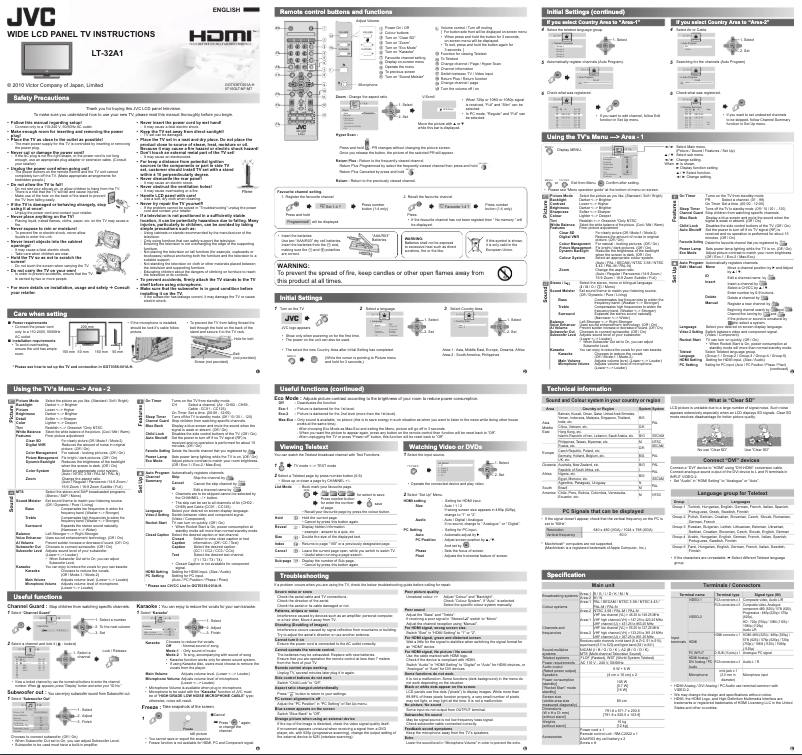 Page n°1 - Manuel utilisateur JVC LT-32A1