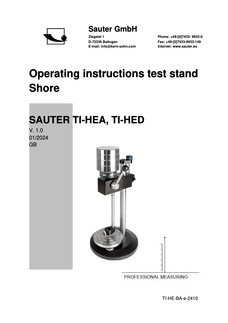 Page 1 of the manual User Manual Sauter TI-HED