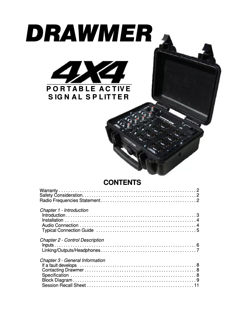 Page 1 de la notice Manuel utilisateur Drawmer Kickbox 4x4