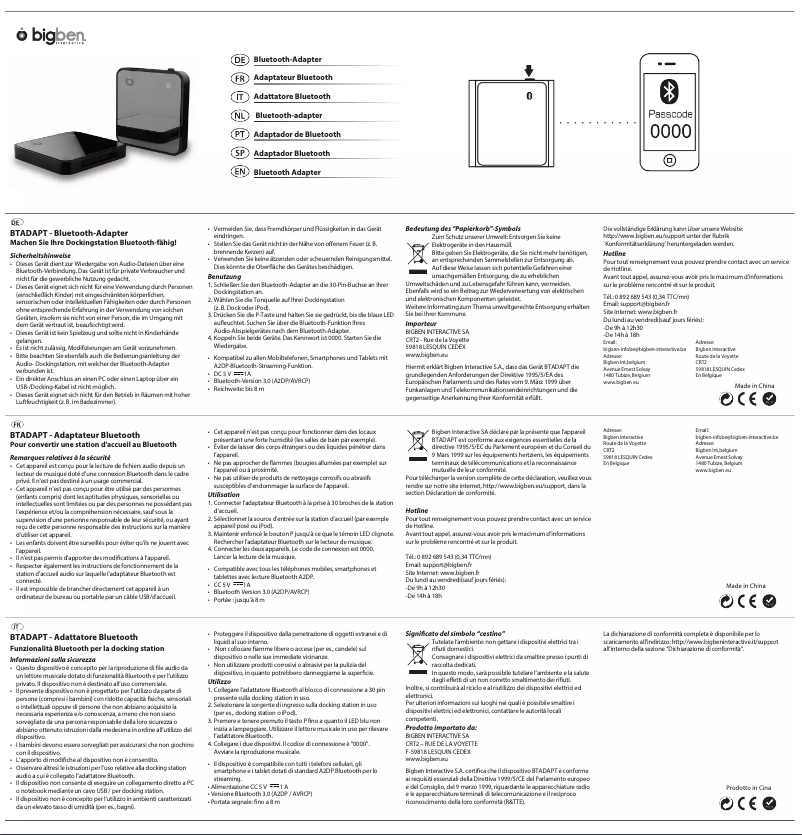Página 1 del manual Manual de usuario Bigben Interactive BTADAPT