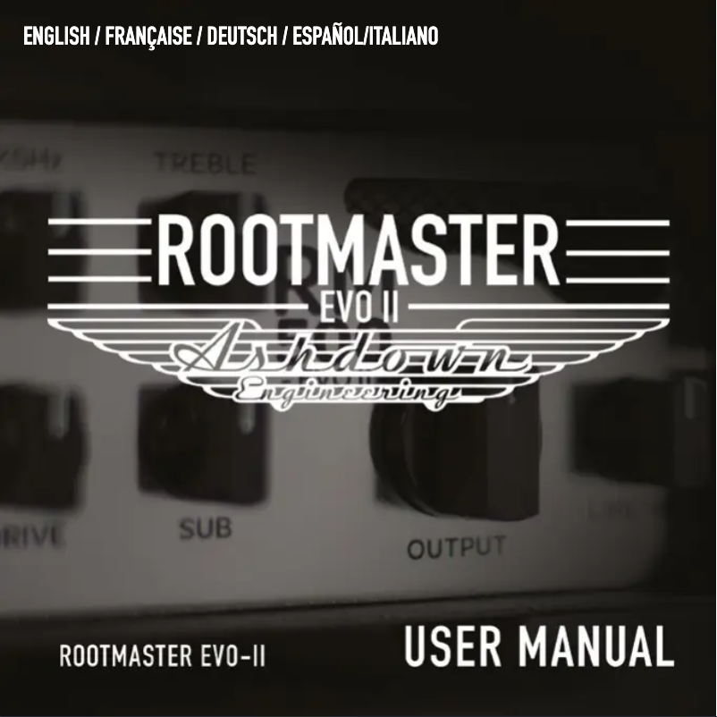 Page n°1 - Manuel utilisateur Ashdown Engineering Rootmaster EVO-II
