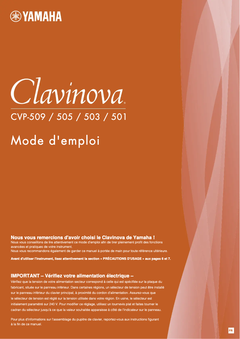 Page n°1 - Manuel utilisateur Yamaha Clavinova CVP-501