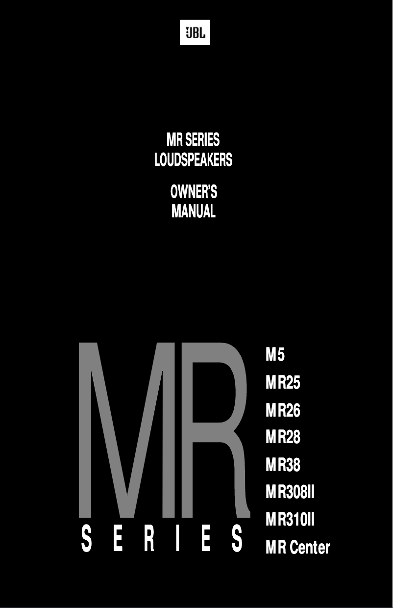 Page 1 of the manual User Manual JBL MR310II