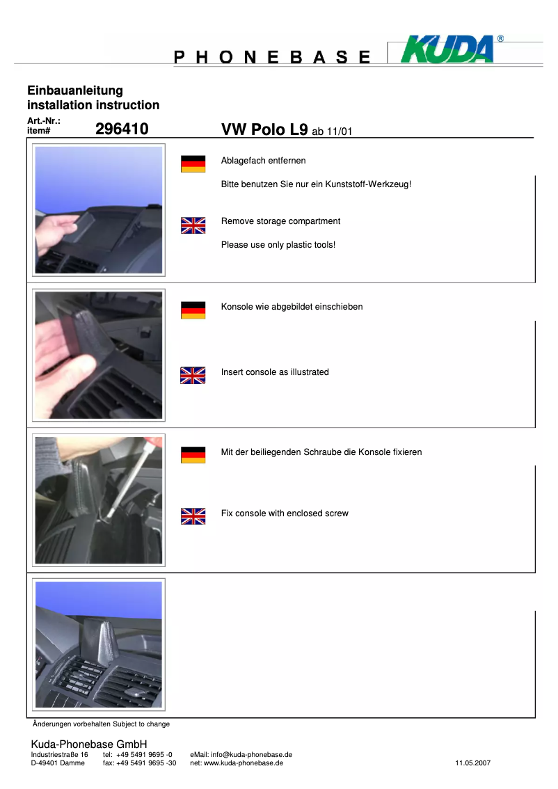 Page n°1 - Manuel utilisateur Kuda 296415