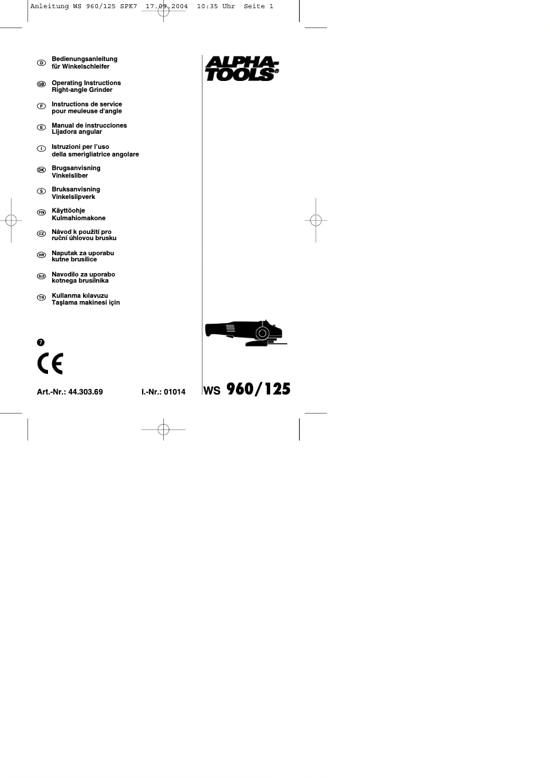 Page 1 de la notice Manuel utilisateur Alpha Tools WS 960/125