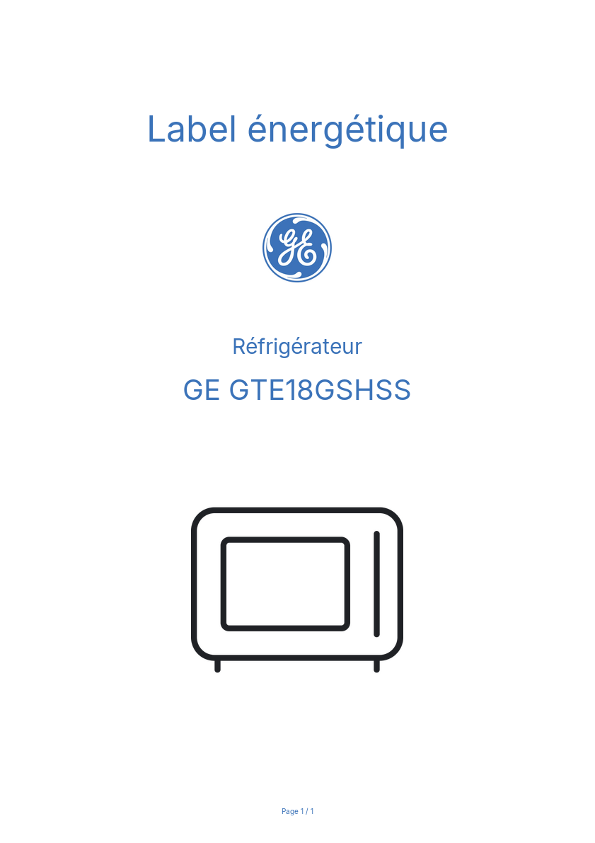 Image de la première page du manuel de l'appareil GTE18GSHSS