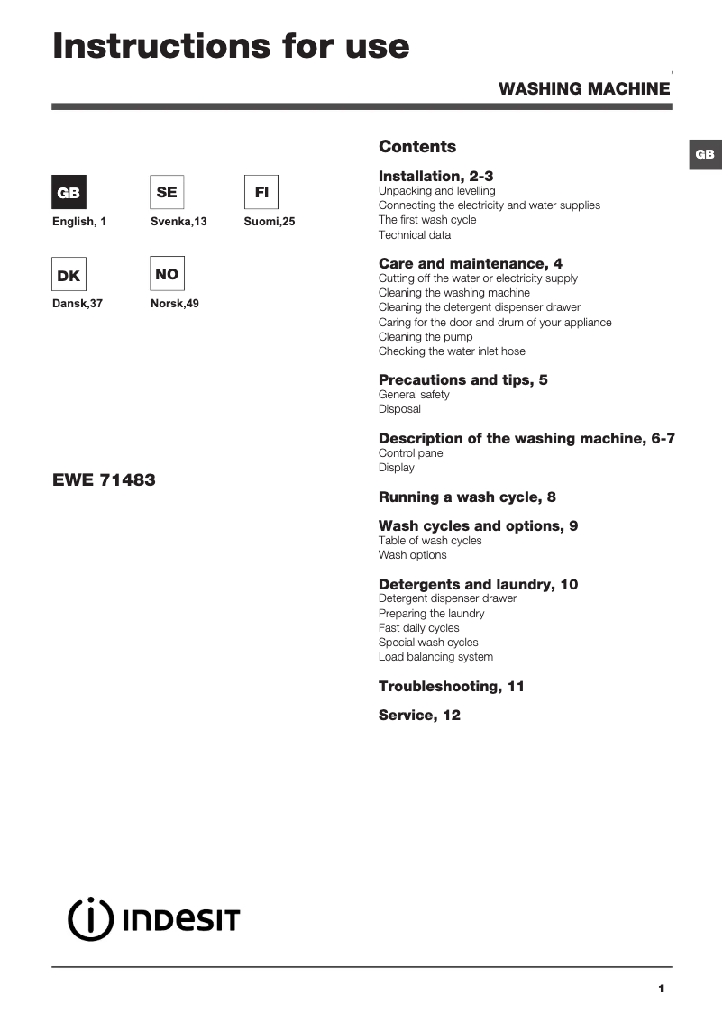 Image de la première page du manuel de l'appareil EWE 71483 W EU