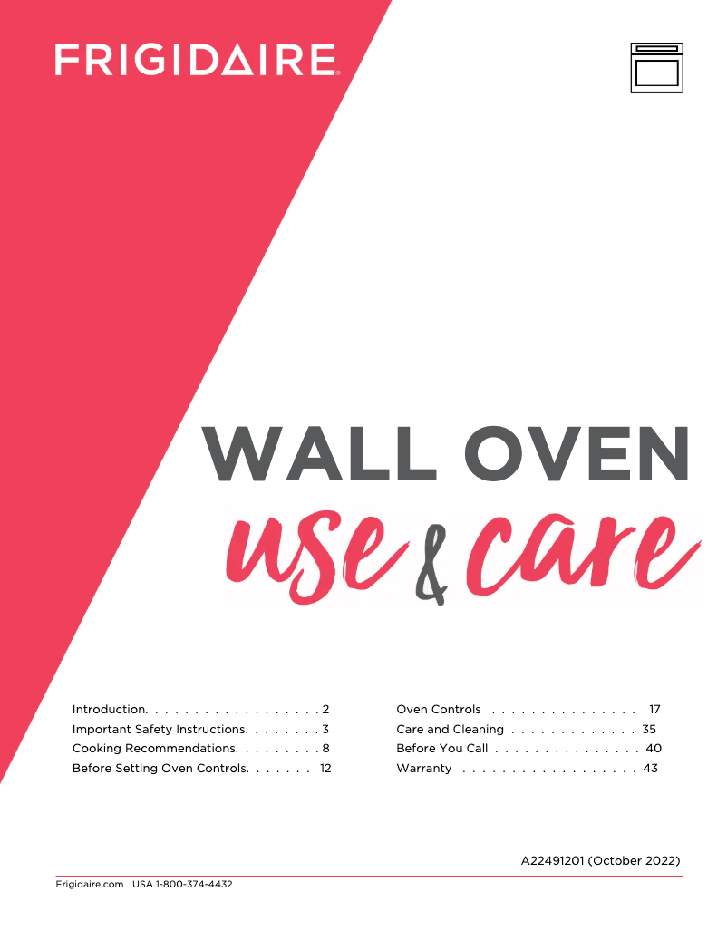 Page 1 de la notice Manuel utilisateur Frigidaire GCWS2438AB