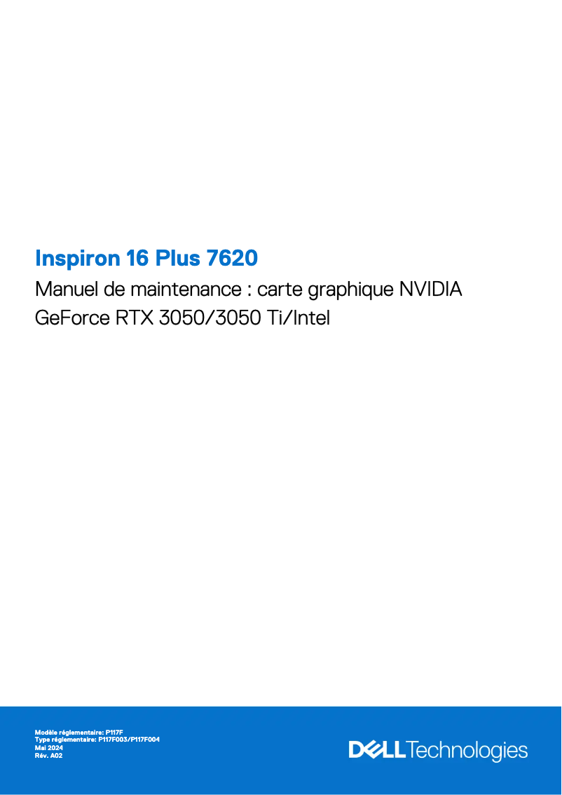 Page 1 de la notice Manuel utilisateur Dell Inspiron 16 Plus 7620