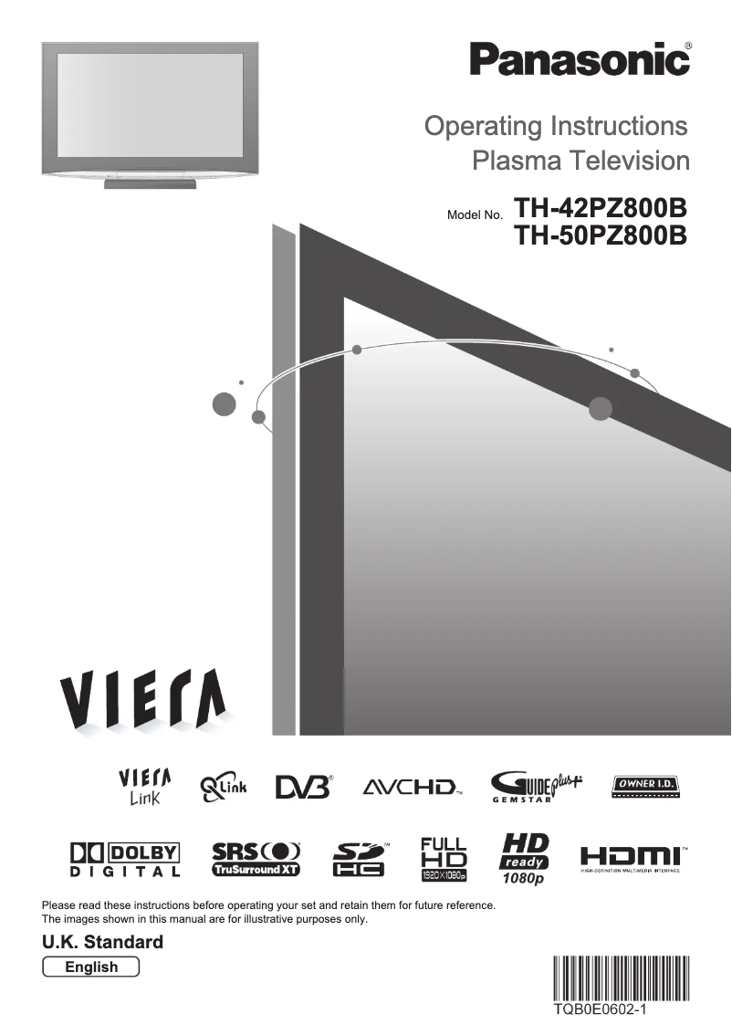 Page 1 of the manual User Manual Panasonic TH-42PZ800B