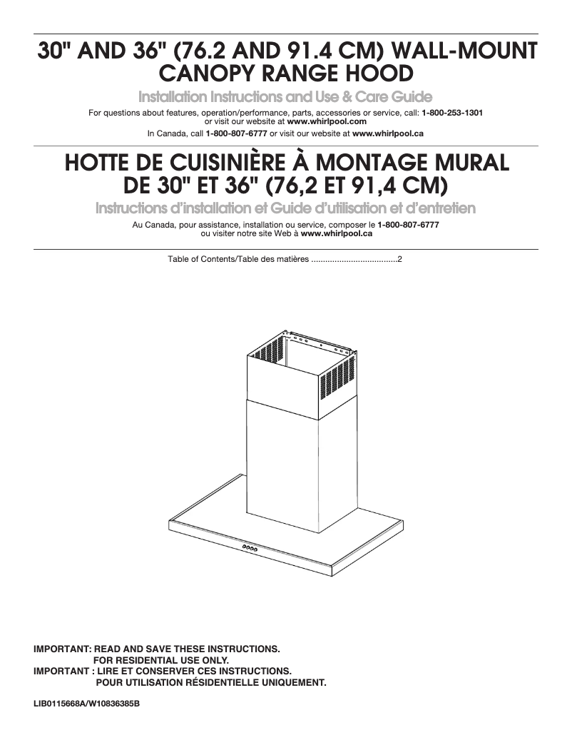 Page 1 de la notice Guide d'installation Amana WVW57UC6FS