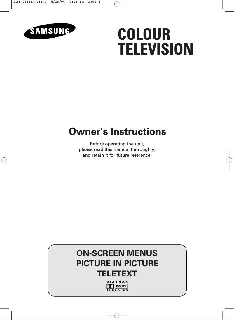 Page n°1 - Manuel utilisateur Samsung WS-32A116V