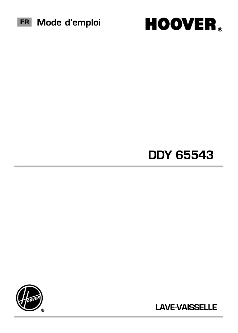 Page n°1 - Manuel utilisateur Hoover DDY 65543-47
