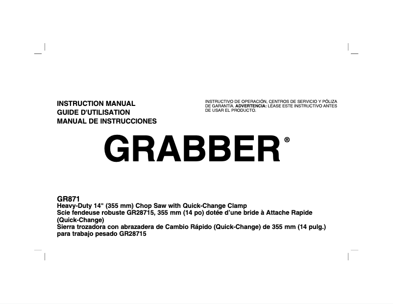 Image de la première page du manuel de l'appareil GR871