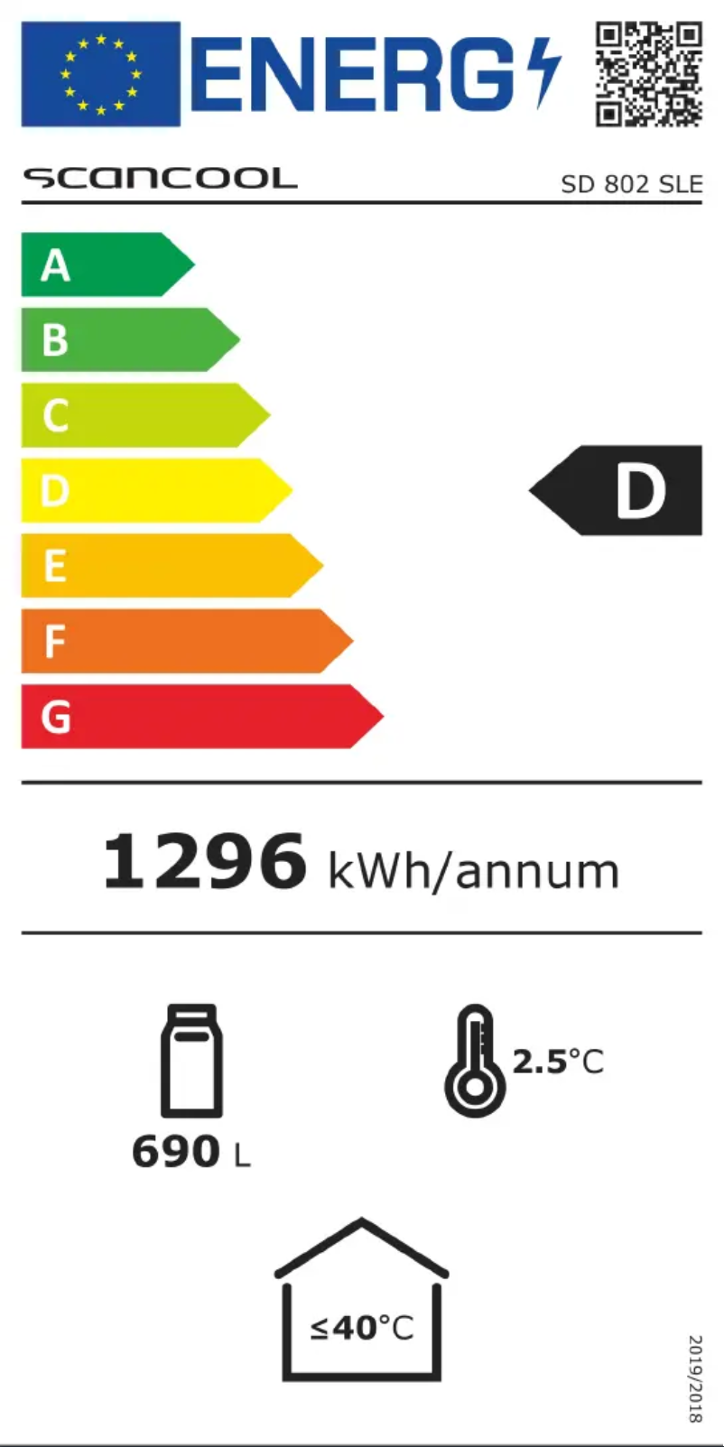 Page 1 de la notice Label énergétique Scancool SD 802 SLE