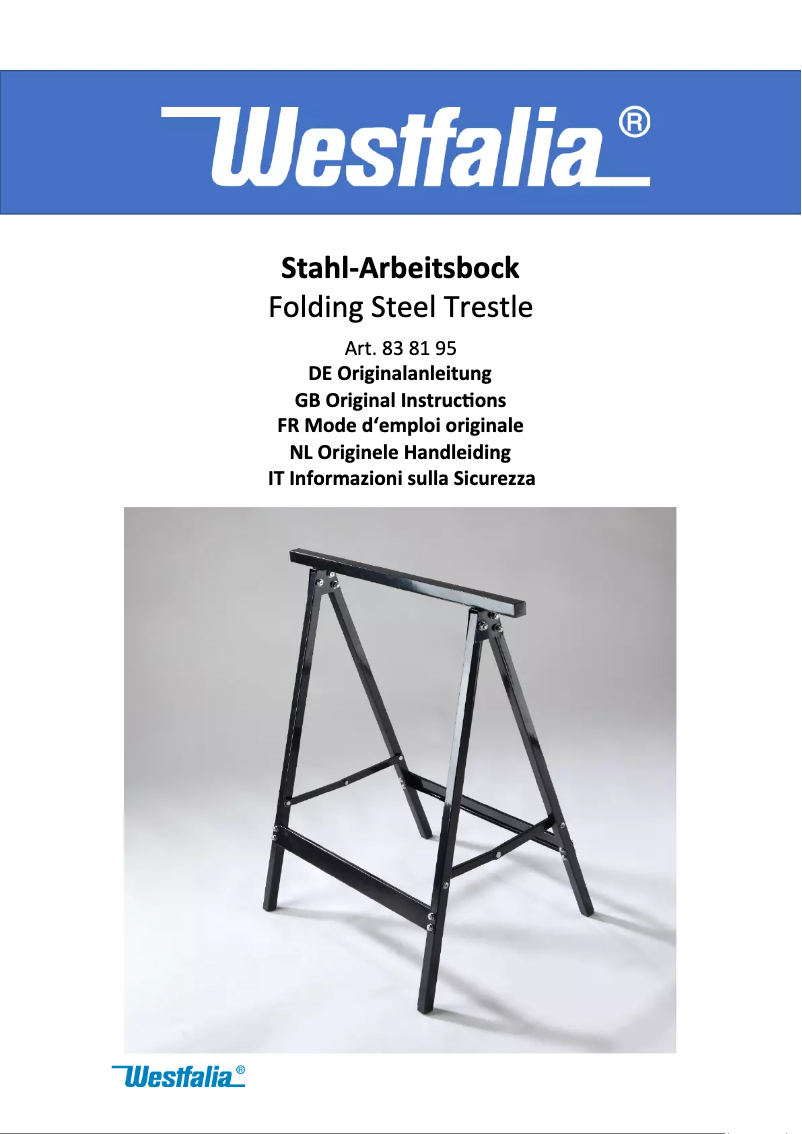 Page n°1 - Manuel utilisateur Westfalia 838195