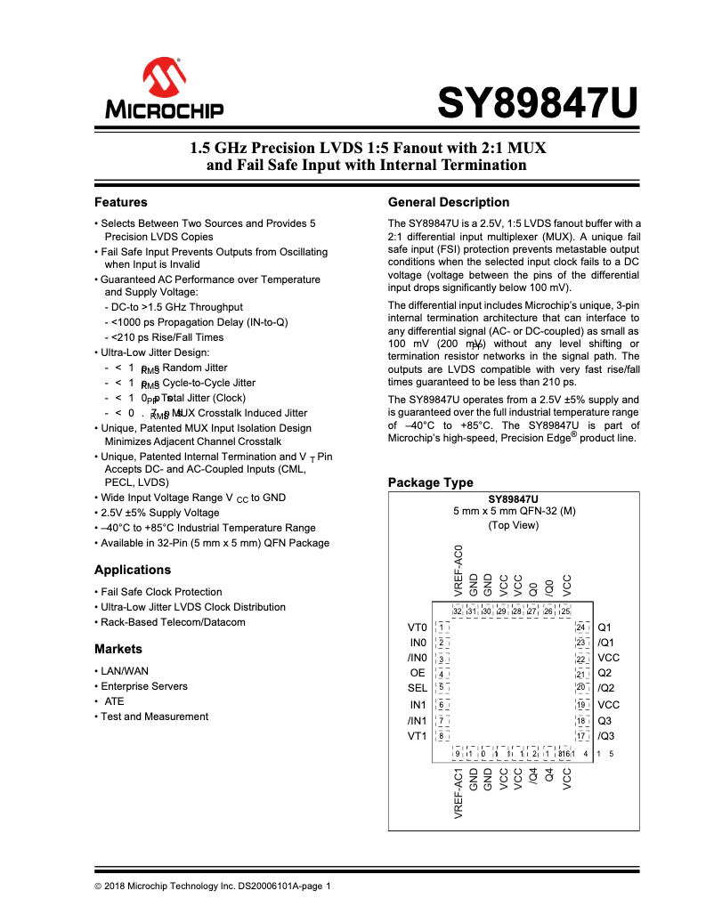 Page 1 de la notice Manuel utilisateur Microchip SY89847U
