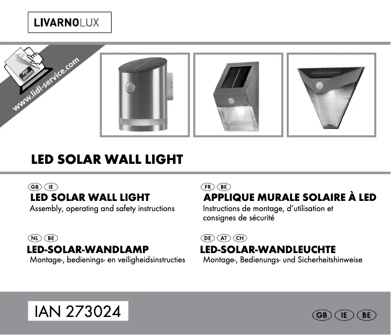 Page 1 de la notice Manuel utilisateur Livarno Lux IAN 273024