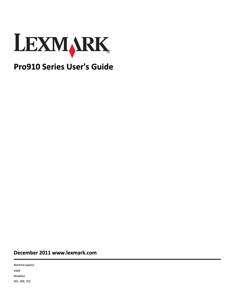Page 1 de la notice Manuel utilisateur Lexmark Pro 910