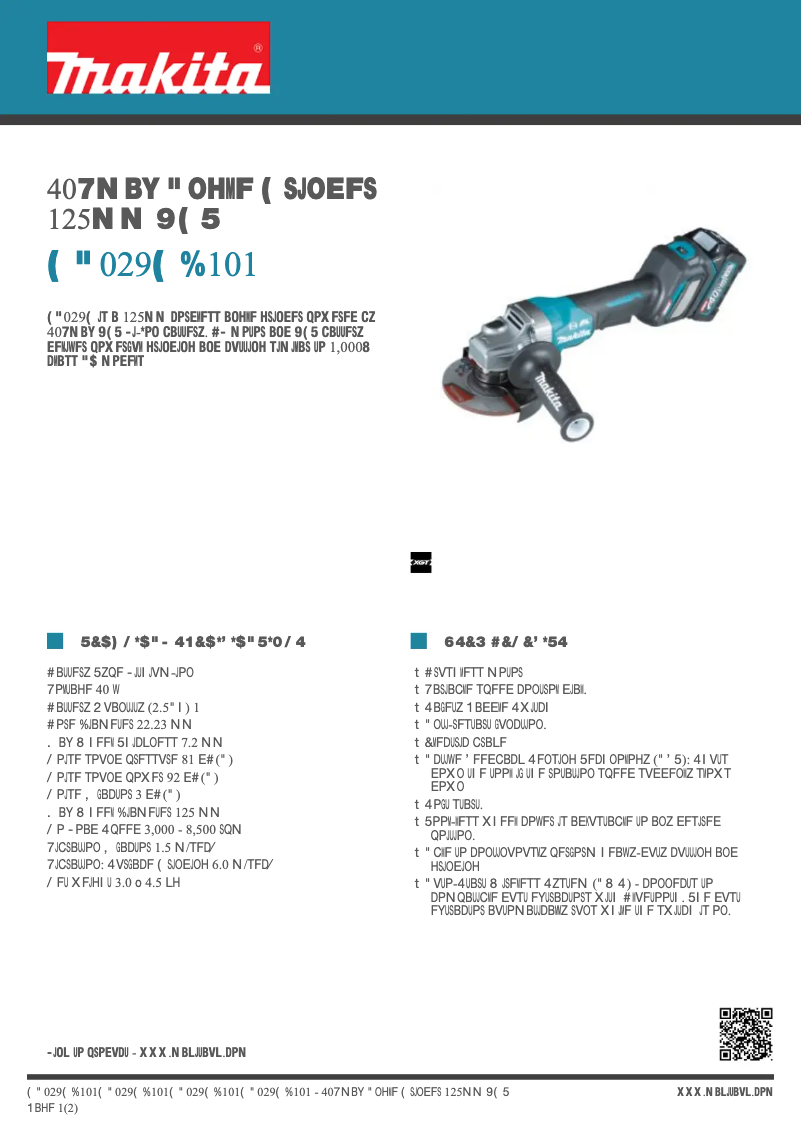 Page 1 de la notice Fiche technique Makita GA029GD101