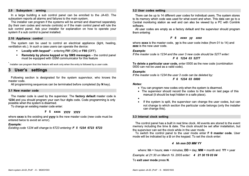 Image de la première page du manuel de l'appareil JA-63K