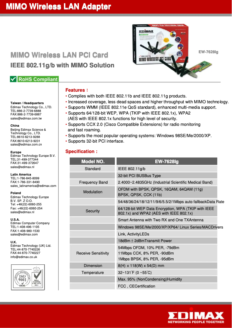 Página 1 del manual Ficha técnica Edimax EW-7628Ig