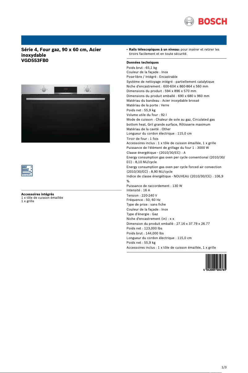 First page image of the manual for VGD553FB0