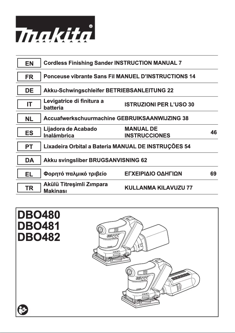 Page 1 de la notice Manuel utilisateur Makita DBO481