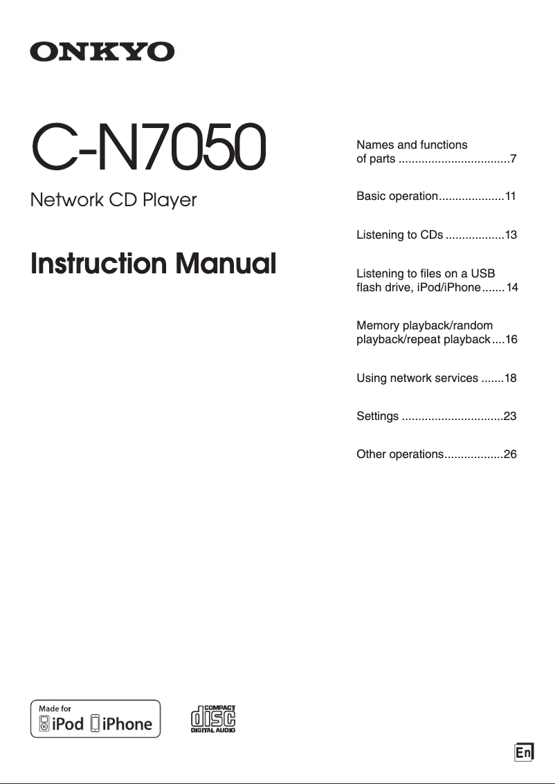 Page n°1 - Manuel utilisateur Onkyo C-N7050