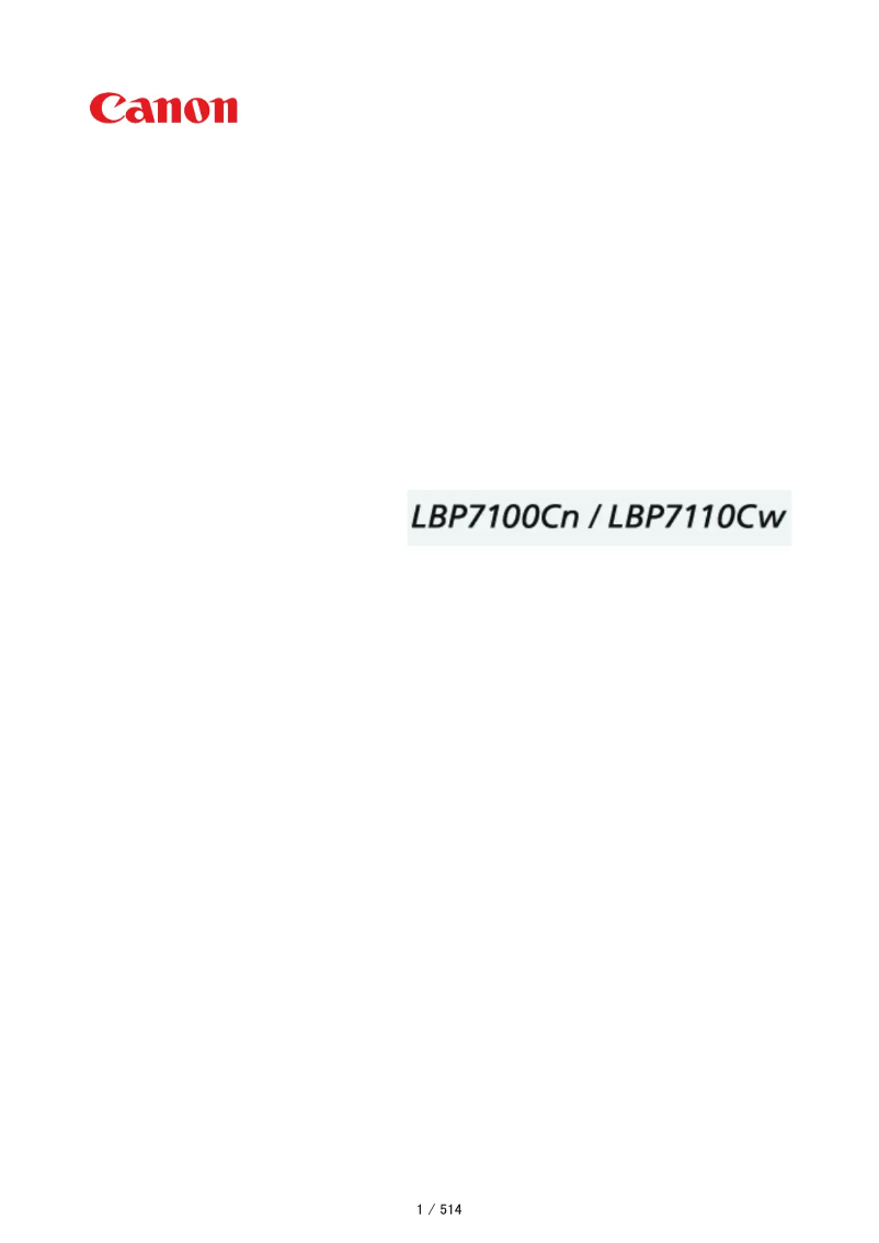 Page 1 de la notice Mode d'emploi Canon i-Sensys LBP7110Cw