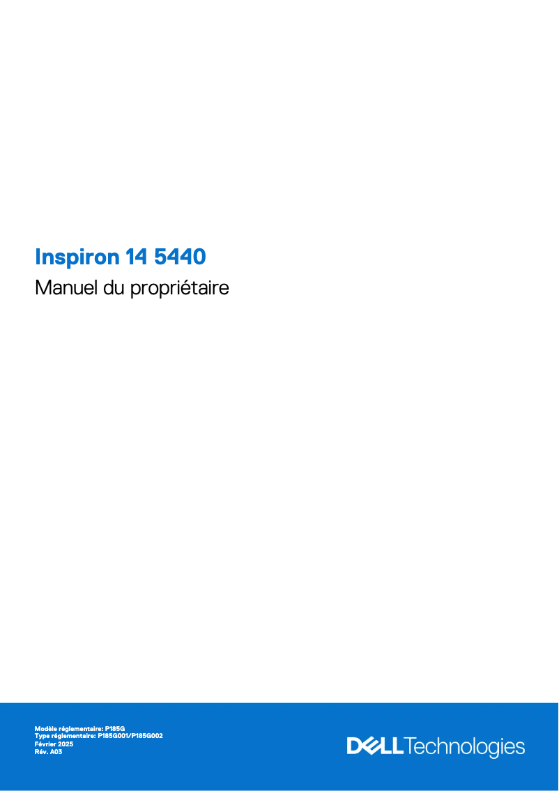 Page 1 de la notice Manuel utilisateur Dell Inspiron 14 5440