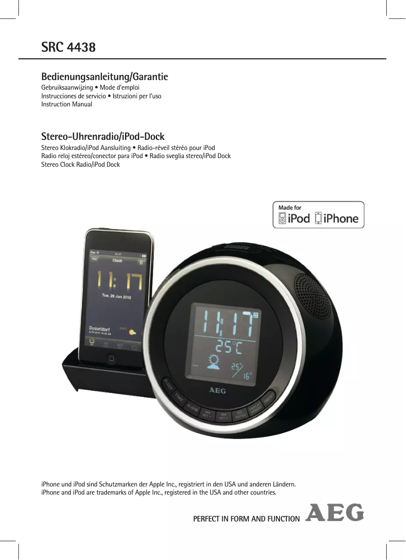 Page 1 de la notice Manuel utilisateur AEG SRC 4438